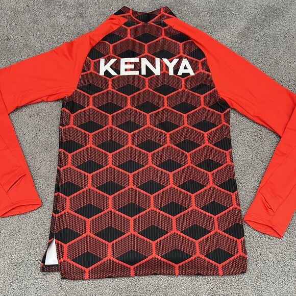 Nike Pro Elite Men Team Kenya Track & Field 1/4 Zip Top Red CI8845 Size S Tall - Picture 10 of 12